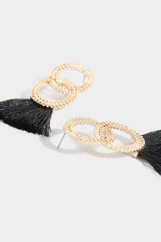 Gold & Black Tassel Earrings 2