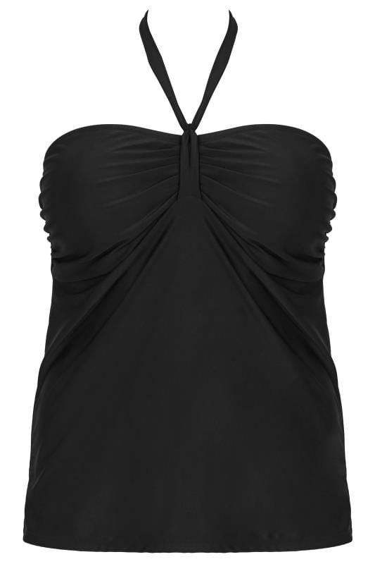 Black Halterneck Tankini Top, plus size 16 to 32 | Yours Clothing