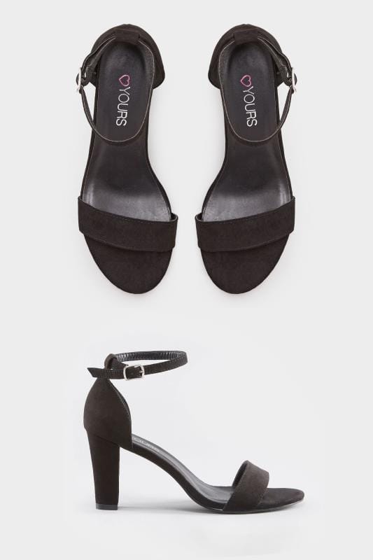 Black Heeled Sandals In Extra Wide Fit 