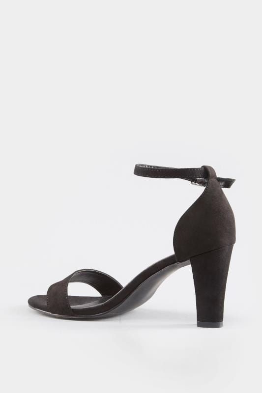 Black Heeled Sandals In Extra Wide Fit 