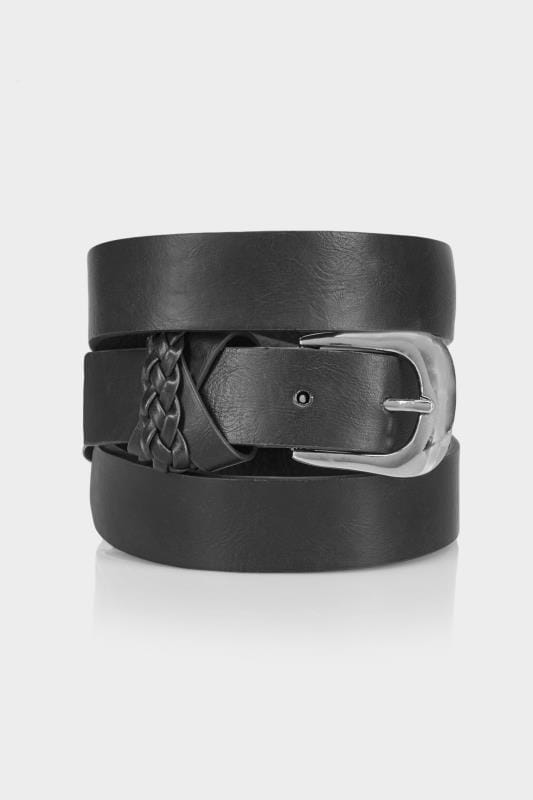 Plus Size Belts dla puszystych Black Braided Belt