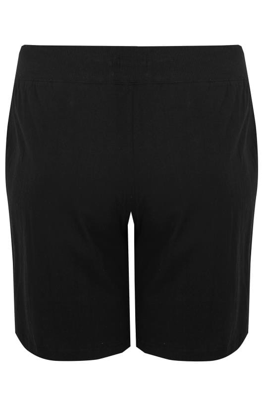 Black Jersey Shorts With Elasticated Waistband, plus size 16 to 36 ...