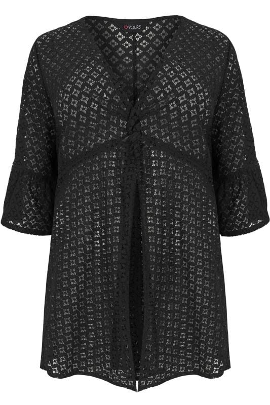 Black Lace Twist Front Cover Up Plus Sizes 16 To 36 Yours Clothing