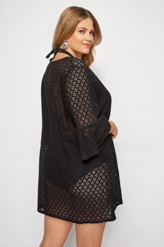 Black Lace Twist Front Cover Up Plus Sizes 16 To 36 Yours Clothing