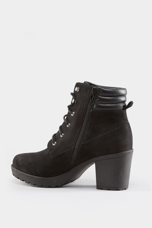 black heeled ankle boots with laces