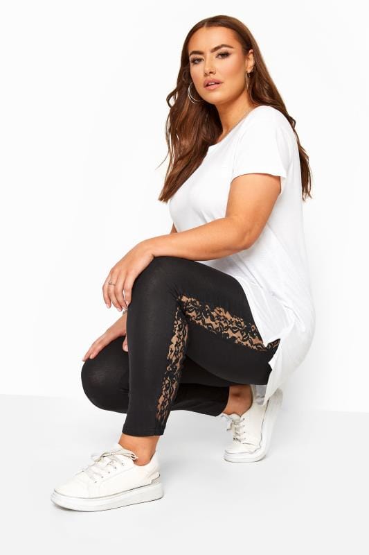 black lace leggings plus size