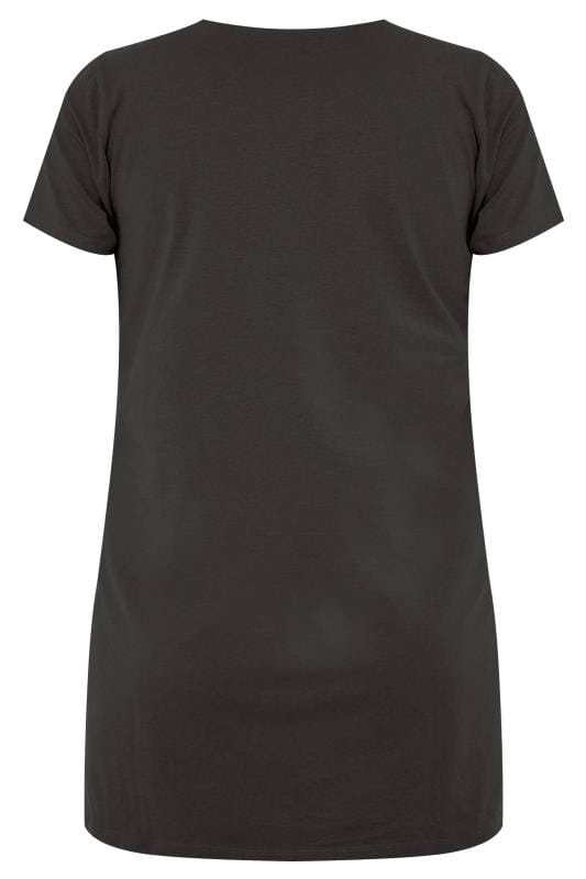 Plus Size Black Longline T-Shirt | Yours Clothing 5