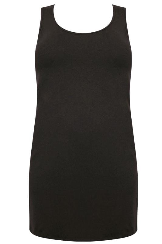 Plus Size Black Longline Vest Top | Yours Clothing 5