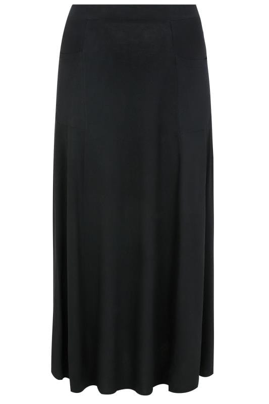 Black Maxi Jersey Strtech Skirt With Pockets, Plus size 16 to 36 4