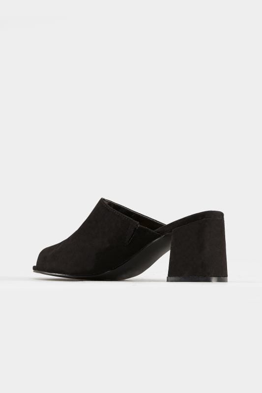 Black Mule Heeled Sandals In Extra Wide Fit | Yours Clothing