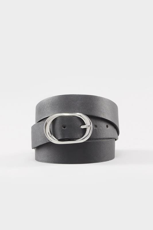 Plus Size Black Oval Buckle Belt | Yours Clothing 2