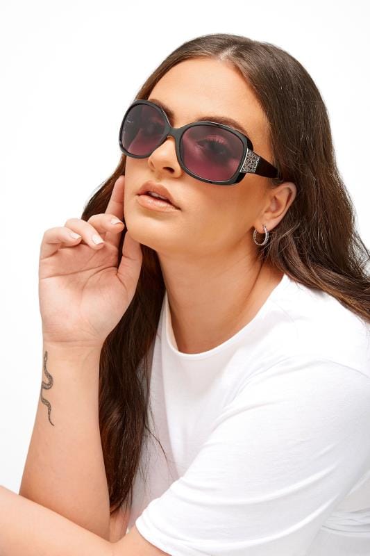 Black Oversized Filigree Sunglasses 2