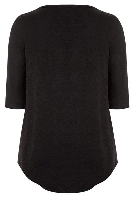 YOURS FOR GOOD Curve Black Pintuck Button Henley T-Shirt 6