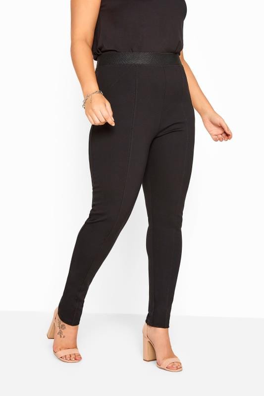 Plus Size Tapered & Slim Fit Trousers BESTSELLER Curve Black Ponte Premium Stretch Trousers