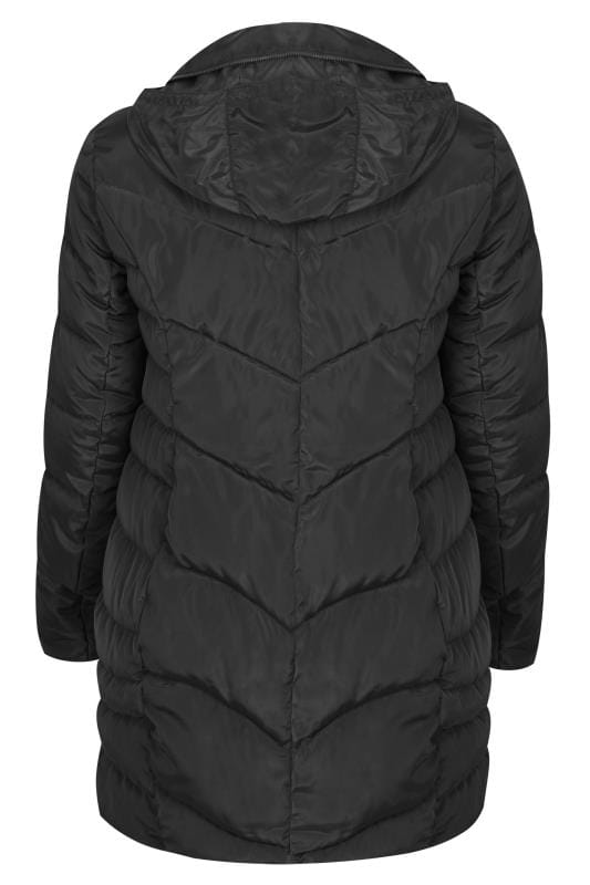 Black Puffer Coat With Zip Out Hood | Yours Clothing