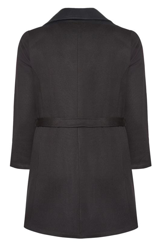 Black Revere Collar Jersey Coat | Sizes 16-36 | Yours Clothing