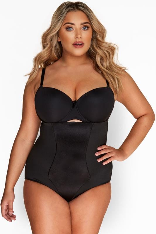  Shapewear Grande Taille Curve Black Satin Control High Waisted Full Brief