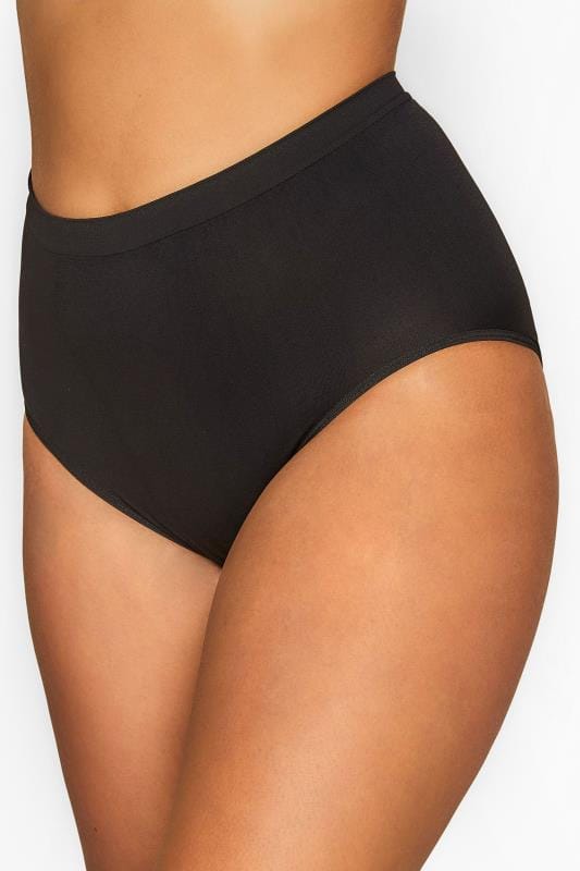 Black Seamless Light Control High Waisted Full Briefs | Yours Clothing 3