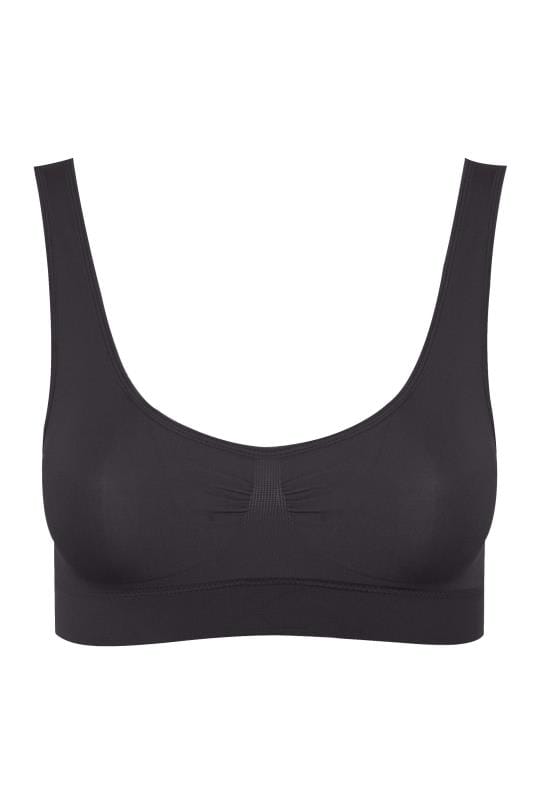 Black Seamless Padded Non-Wired Bralette | Yours Clothing 5