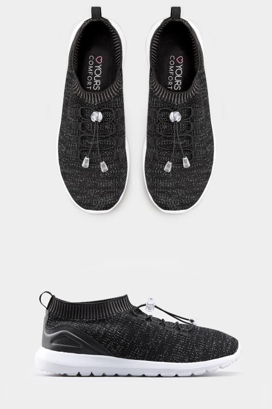 Black Shimmer Sock Style Trainers In 