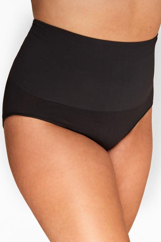 Black Seamless Control High Waisted Full Briefs | Yours Clothing 2