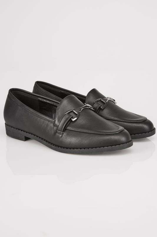 Black Slip On Loafers In EEE Fit, Wide Fit | Yours Clothing