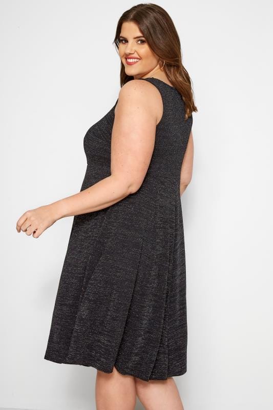 Black Sparkle Skater Dress Plus Size 16 To 36 Yours Clothing 5125