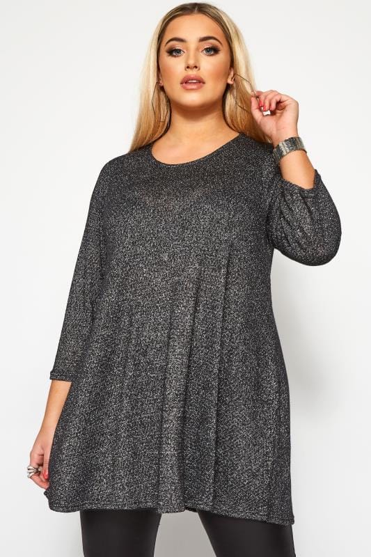 Black Sparkle Swing Tunic | Yours Clothing