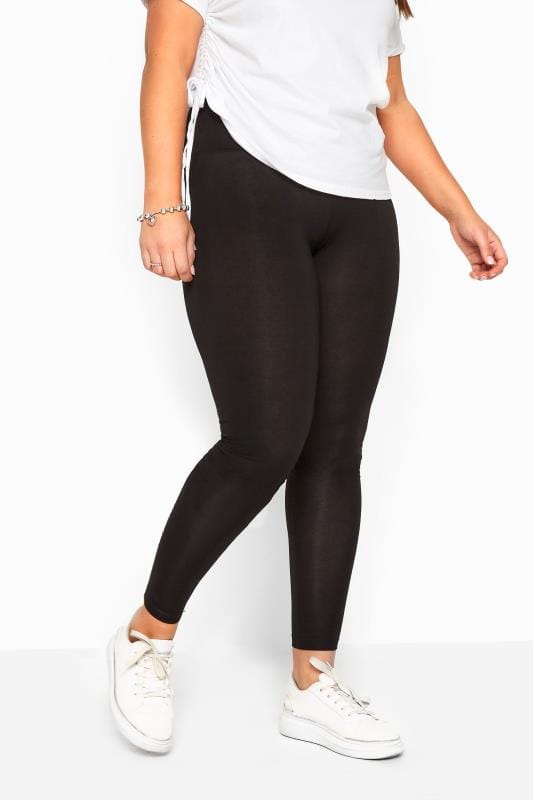 Plus Size Black TUMMY CONTROL Soft Touch Leggings | Yours Clothing 2