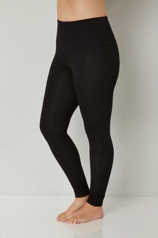 Black TUMMY CONTROL Soft Touch Leggings Plus Size 16 to 36 | Yours Clothing