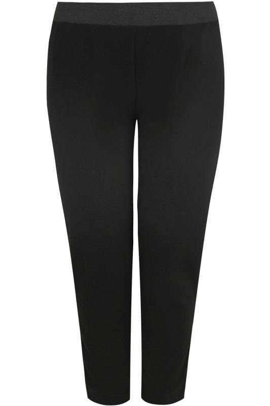 Black Textured Jersey Harem Trousers, Plus Size 16 to 32 | Yours Clothing