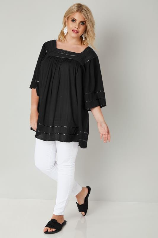 Black Tipped Blouse With Croc