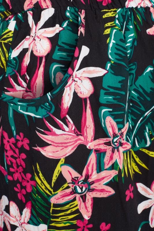 Black Tropical Floral Pocket Skater Dress | Plus Sizes 16 to 36 | Yours ...