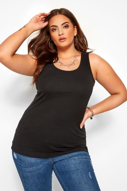 Plus Size YOURS FOR GOOD Black Rib Vest Top | Sizes 16 to 36 | Yours Clothing 2