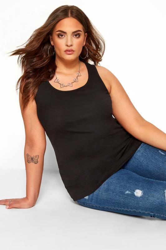Plus Size YOURS FOR GOOD Black Rib Vest Top | Sizes 16 to 36 | Yours Clothing 1