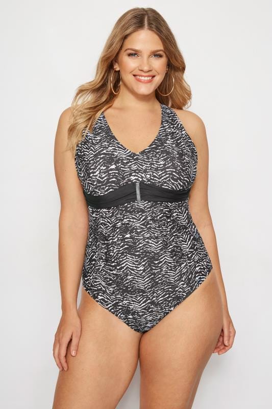 Swimsuits Grande Taille Black & White Animal Print Swimsuit