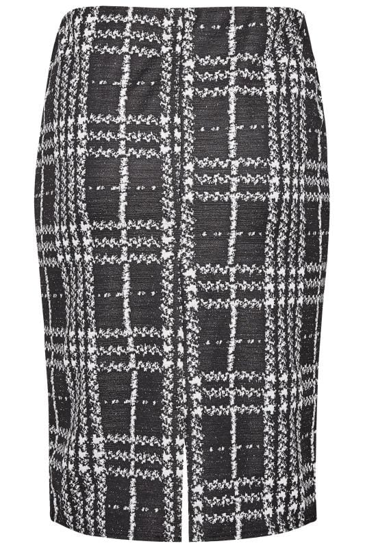 Black & White Check Pencil Skirt | Yours Clothing