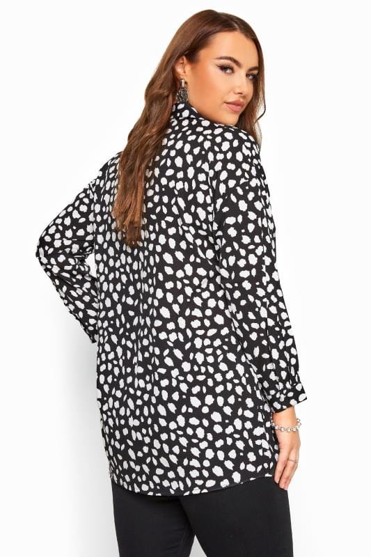 Black & White Dalmatian Print Shirt | Yours Clothing