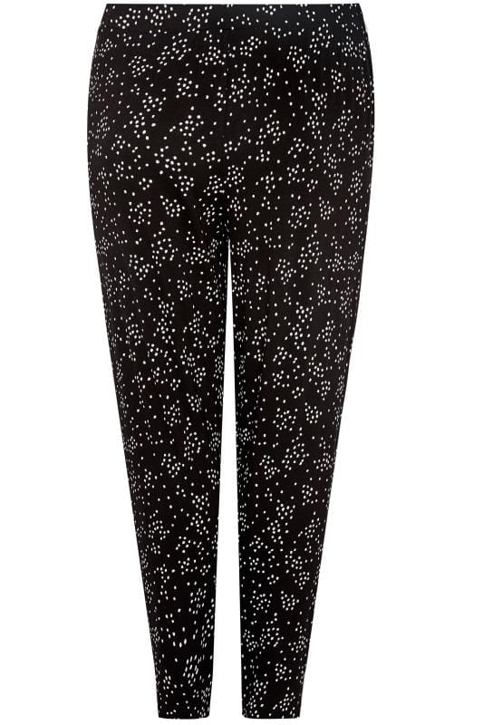 Black & White Double Pleat Spot Harem Trousers | Sizes 16 to 36 | Yours ...