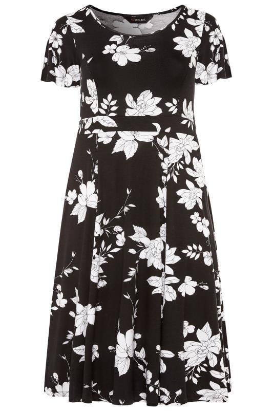 black and white floral midi dress