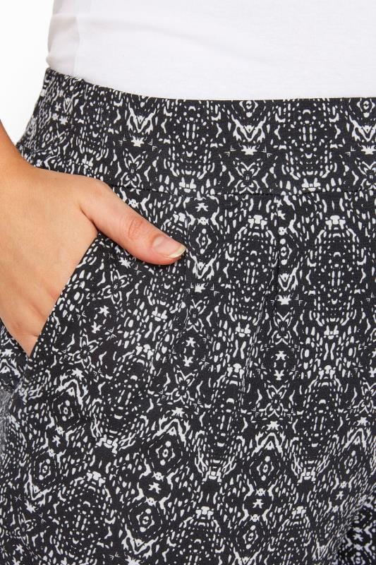 Black & White Geometric Tile Print Double Pleat Harem Trousers | Yours ...