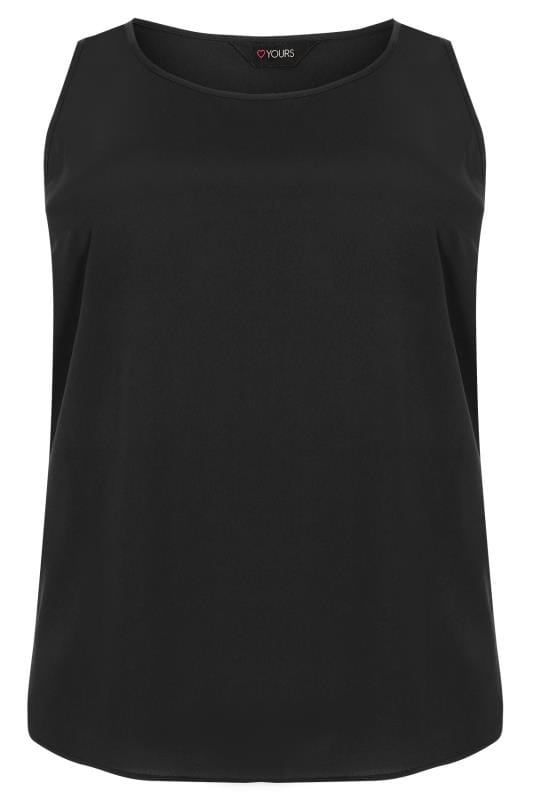Black Sleeveless Top With Side Splits, Plus size 16 to 36 | Yours Clothing