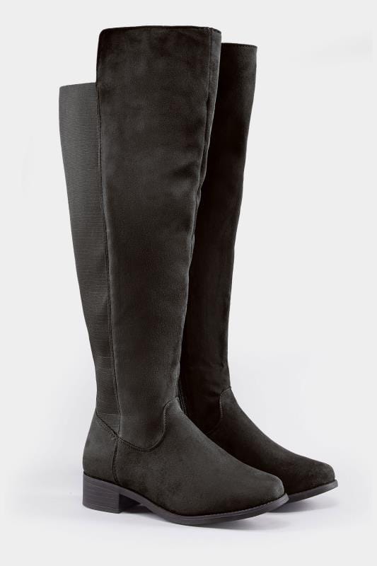Black Stretch Vegan Suedette Over The Knee Boots In Extra Wide Fit_5344.jpg