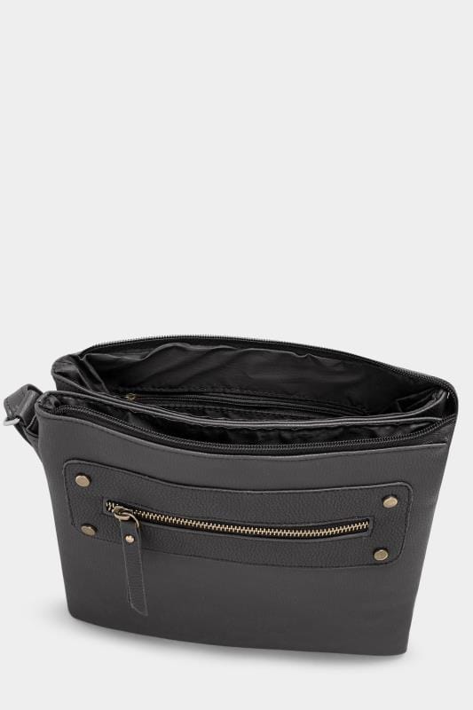 Black Zip Cross Body Bag | Yours Clothing 7