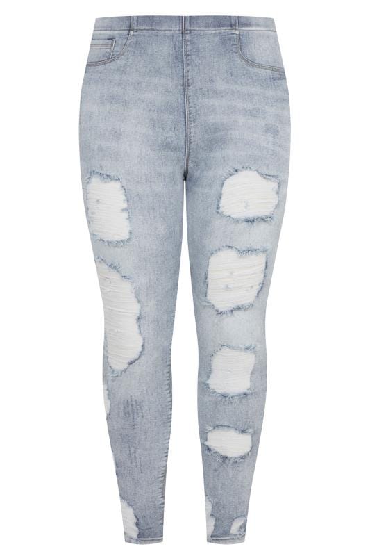 Curve Bleach Blue Extreme Distressed JENNY Jeggings 5