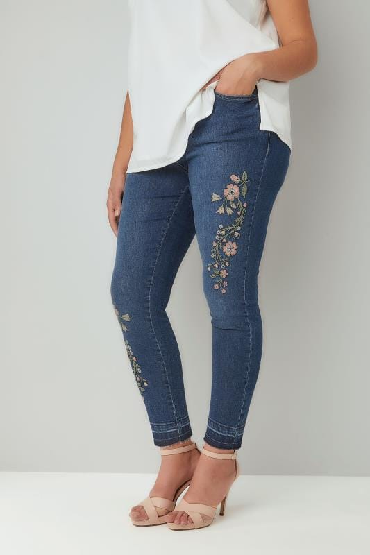 embroidered skinny jeans