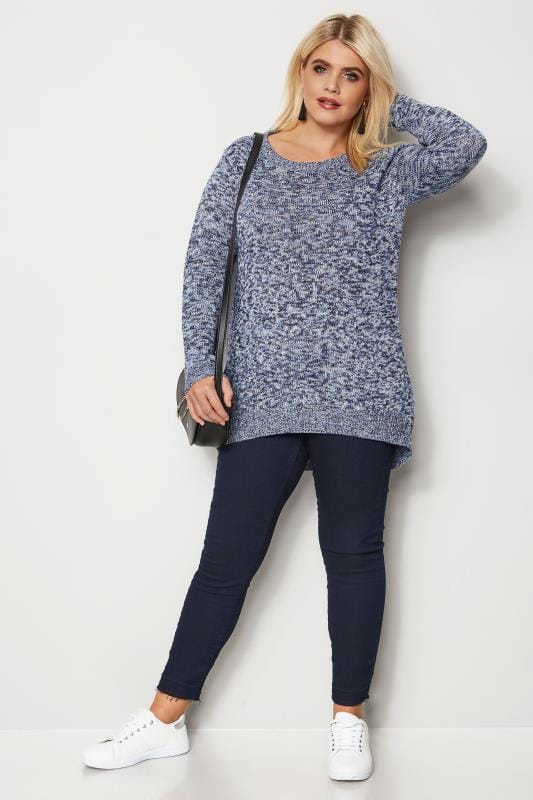 Blue Twist Knitted Jumper, plus size 16 to 36 | Yours Clothing