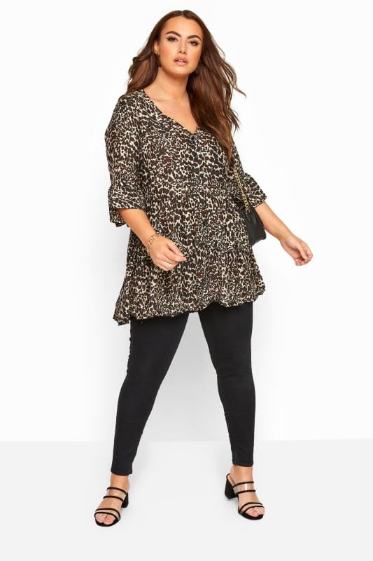 Brown Leopard Print Smock Blouse | Sizes 16-36 | Yours Clothing