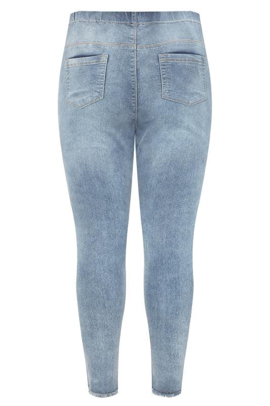 Bleach Blue Distressed Cat Scratch JENNY Jeggings | Yours Clothing