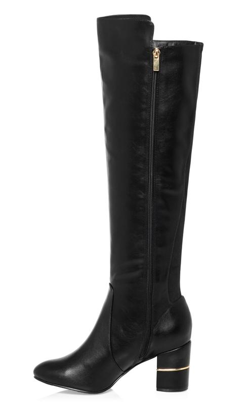 Evans Black Knee High Faux Leather Boots 3